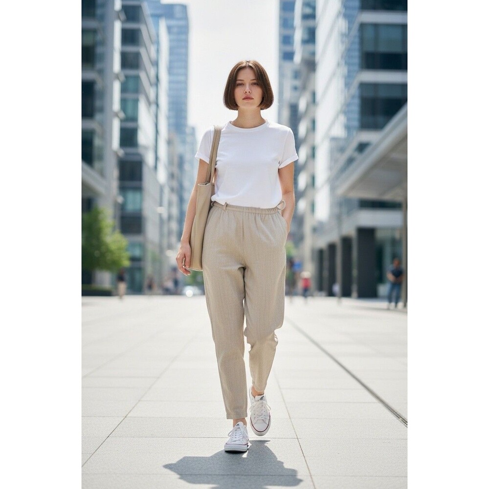 Saks Fifth Avenue 100% Silk Beige Women’s Pants Size Petite Large NWT